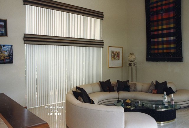 Upholstered Cornices w/ Vertical Blinds 