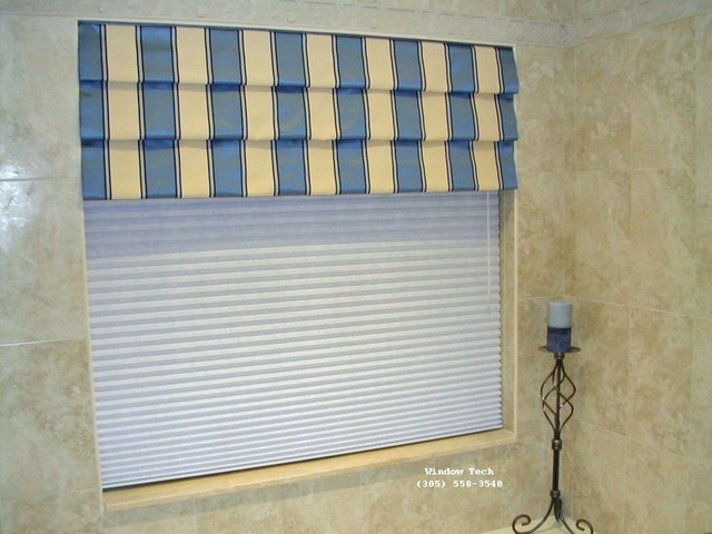 Waterfall Valance over a honeycomb pleated shade